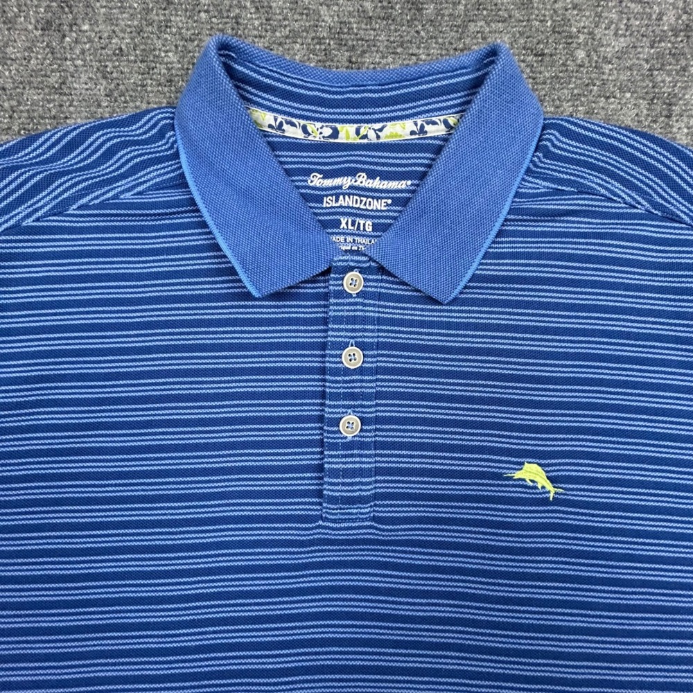 Tommy Bahama‎ IslandZone Polo Mens XL Blue Striped Pima Cotton Performance Golf